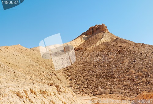 Image of Scenic mountain with dry creek in the desert