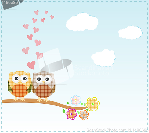 Image of Background with owls in love sitting on branch