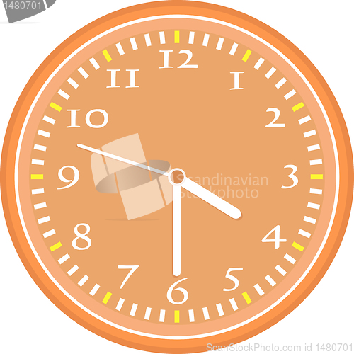 Image of wall clock vector Vintage orange isolated on white