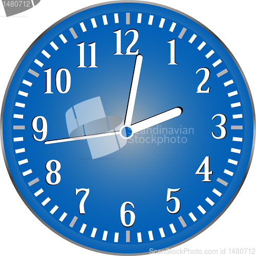 Image of vector wall blue clock isolated on white