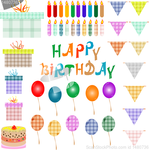 Image of Set of vector birthday party elements