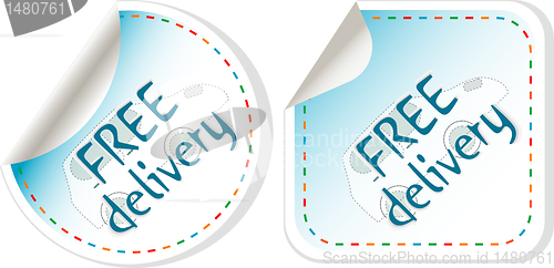 Image of Free delivery stickers label set isolated on white