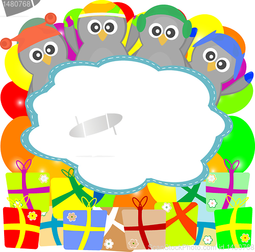 Image of Penguin with surprise. happy birthday gift box