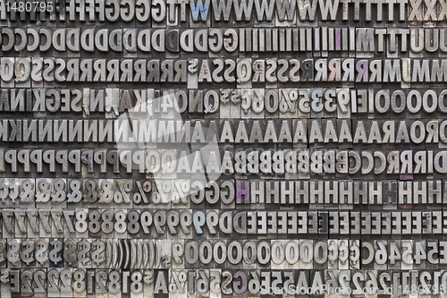 Image of vintage metal letters and numbers