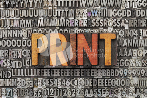 Image of print word in letterpress type