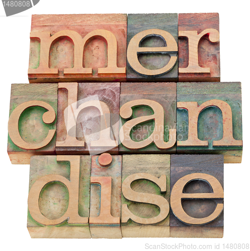 Image of merchandise word in letterpress type