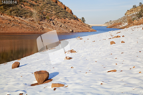 Image of Colorado lake in winter scenery