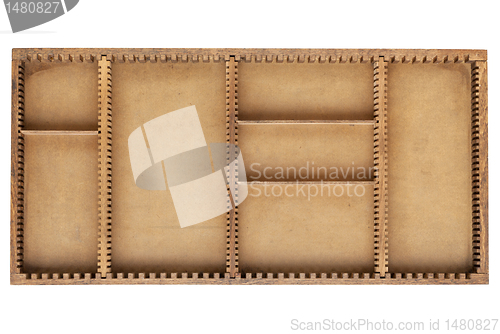 Image of old wood box with dividers