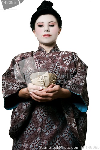 Image of Asian woman jade bowl