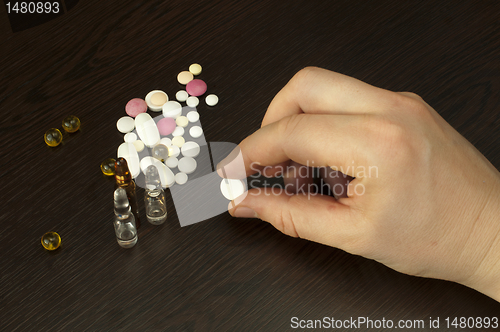 Image of Drugs and Hand holding pill