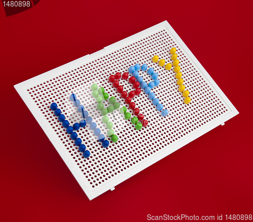 Image of Text Happy on child mosaic