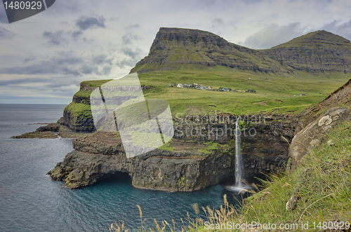 Image of Steep green hills in the Faroe Islands