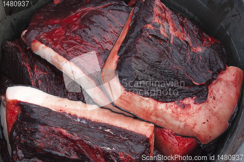 Image of Raw whale meat and blubber