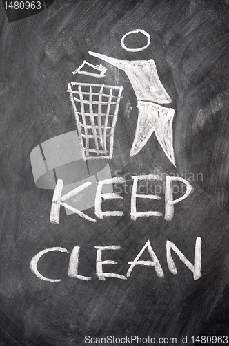 Image of Keep clean drawn on a blackboard
