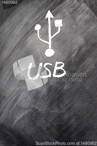 Image of Usb sign drawn on blackboard 