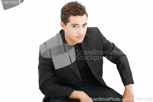 Image of Young casual boy posing isolated on white