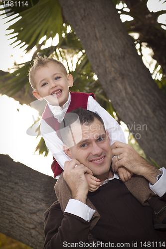 Image of Handsome Father and Son in the Park