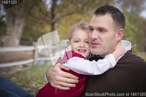 Image of Handsome Father and Son in the Park