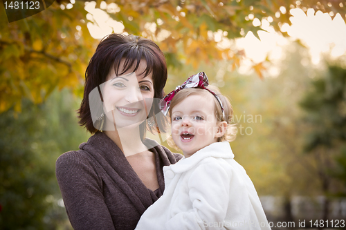 Image of Attractive Mother and Daughter Portrait Outside