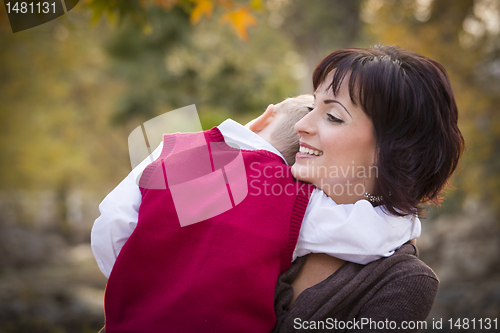 Image of Attractive Mother and Son Portrait Outside