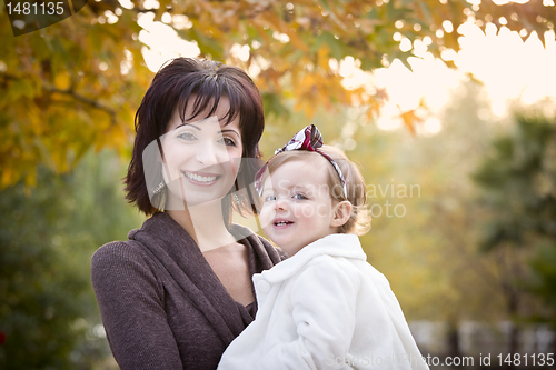 Image of Attractive Mother and Daughter Portrait Outside