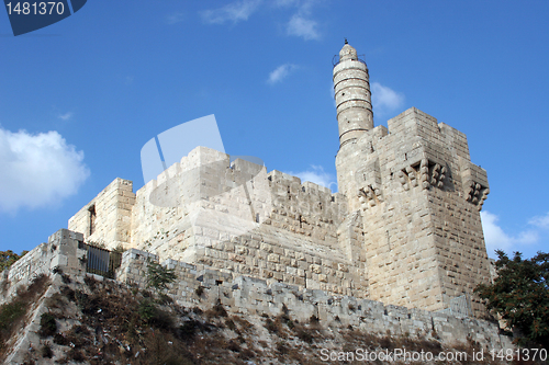 Image of The Tower of David is an ancient citadel located near the Jaffa Gate entrance to the Old City of Jerusalem.