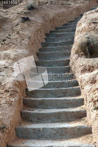 Image of Stone stairs in residential caves of troglodyte in Matmata, Tunisia, Africa
