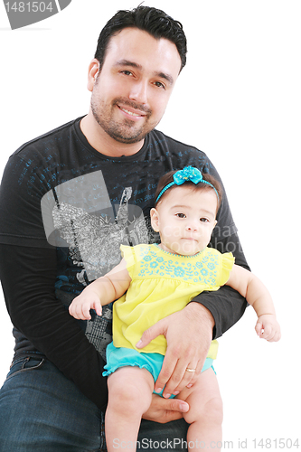 Image of Happy father with his baby girl