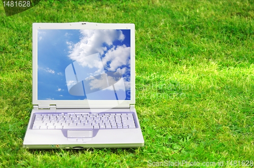 Image of laptop and blue sky