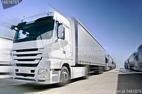 Image of Modern  Truck on road added motion blur