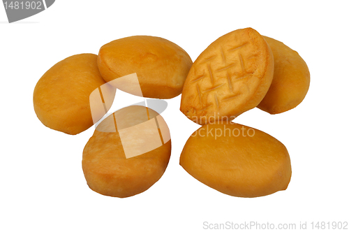 Image of pile of smoked cheese isolated on white background