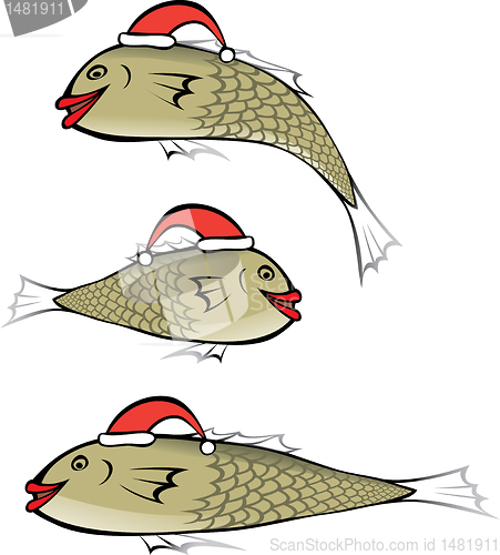 Image of Fish with Christmas cap