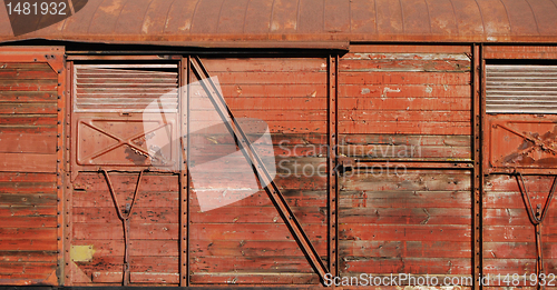 Image of Covered goods wagon side as background