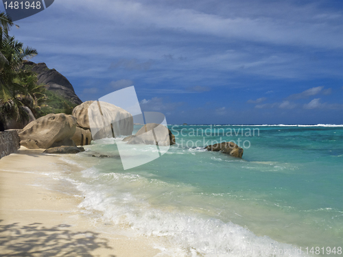 Image of beachfront of tropical island