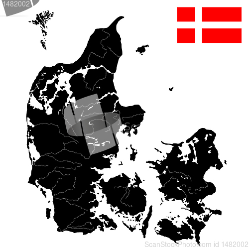 Image of Flag and map of Denmark