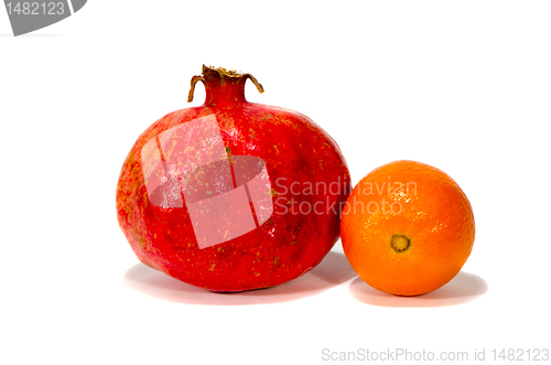 Image of Garnet and orange isolated on a white background with shadow.