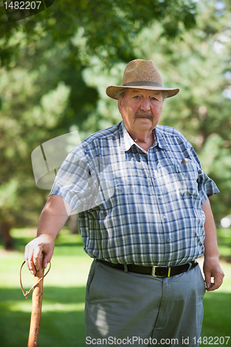 Image of Senior man standing in park