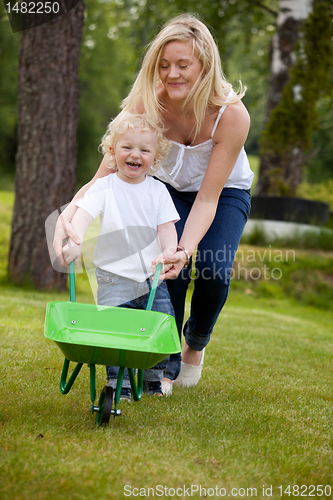 Image of Mother and Child Playing Outdoors
