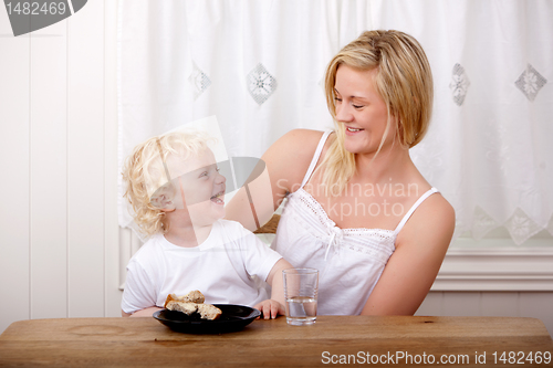 Image of Mother and Son Laughing