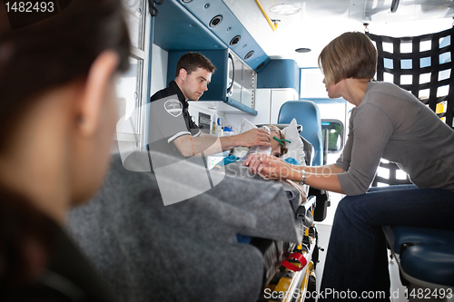 Image of Senior Woman in Ambulance