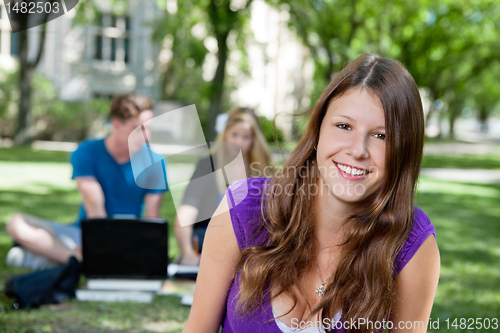 Image of Portrait of happy teenage girl