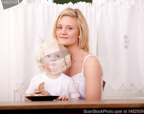 Image of Mother and Child Eating Meal