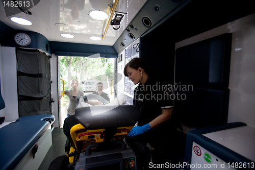 Image of Ambulance Interior with Patient and Paramedic