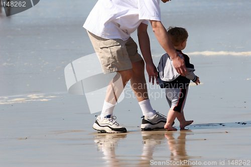 Image of Father and son on the beach