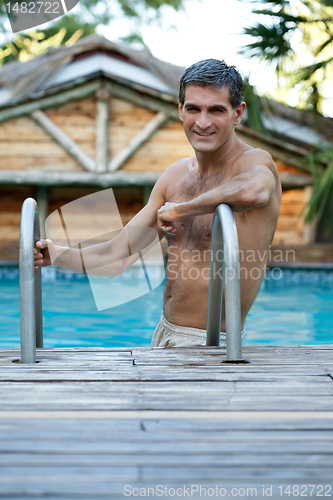 Image of Man Standing in Pool