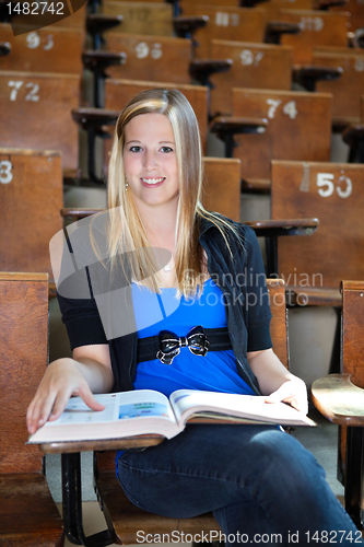 Image of College Girl with Text Book