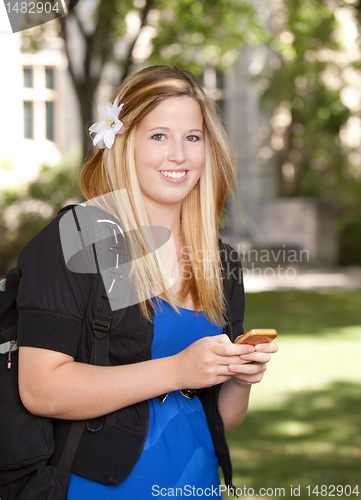 Image of College Girl with Phone