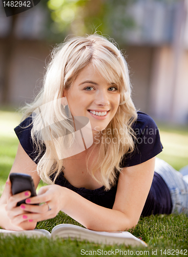 Image of University Student with Cell Phone