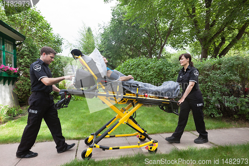 Image of Senior on Ambulance Stretcher