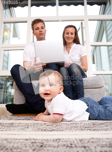 Image of Family with Computer